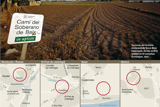 Possibles ubicacions d'un hipot�tic 'Las Vegas' a l'entorn de Gav� Mar publicades al diari El Peri�dico el 17 de febrer de 2012